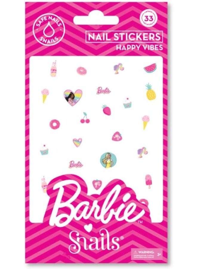 Snails 510466 Children's Nail Stickers Barbie Happy Vibes, 33 Removable 3D Stickers with Cool Summer Motifs - Image 1